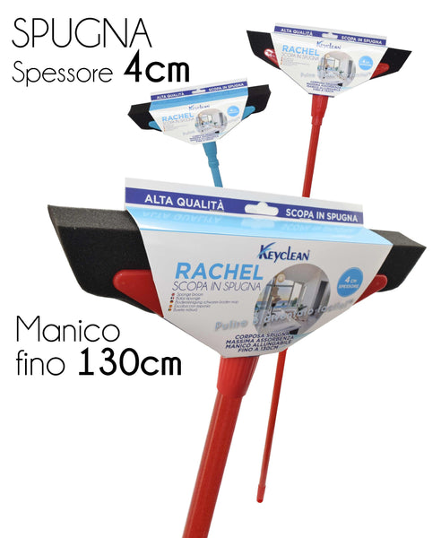 SCOPA CON SPUGNA C/MANICO TELESC.130CM RACHEL