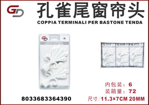 COPPIA TERMINALI PER BASTONE TENDA 11,3*7CM 1/6PZ. CT72